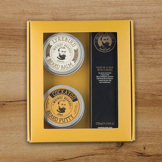 Lyrebird Beard Balm 100ml +  Cockatoo Beard Putty 100ml +  Beard Buff 130ml